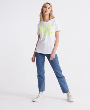 Superdry Neon Classic Real Női Pólók Fehér/Zöld | NFMTD1243